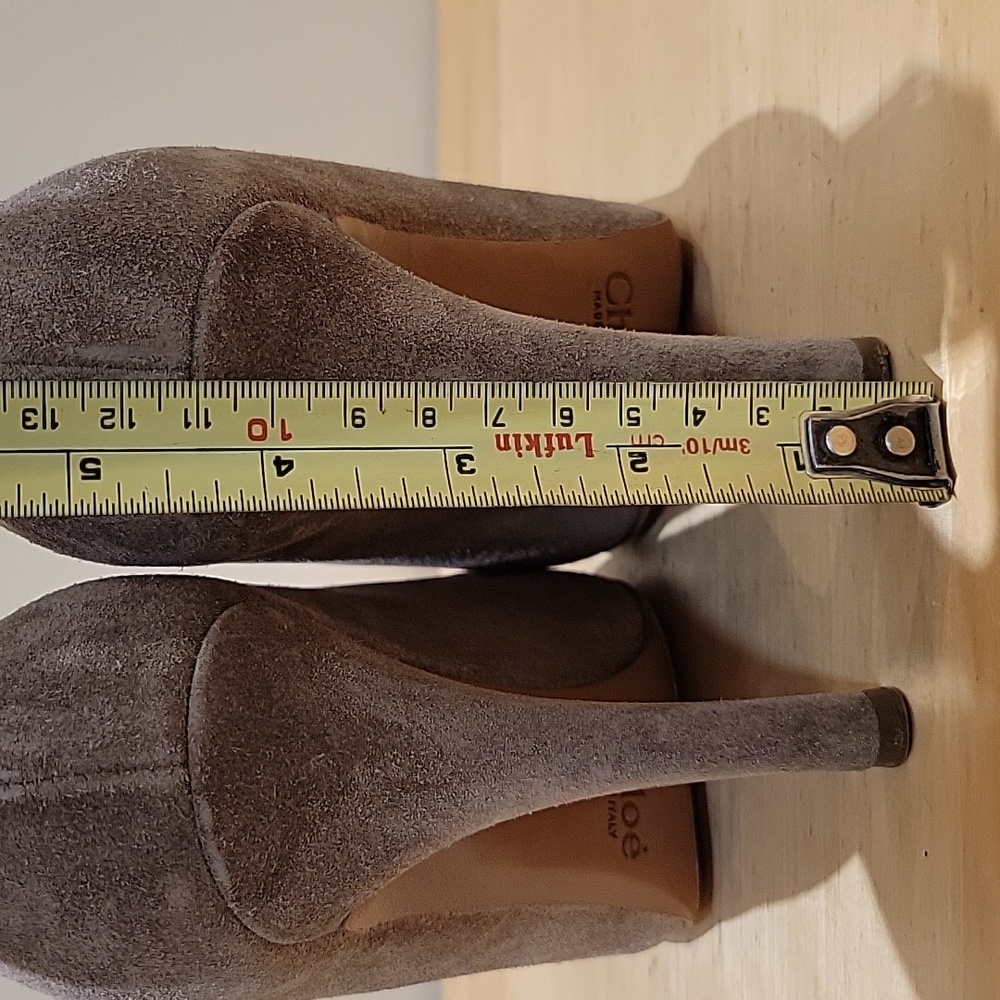 Chloe Taupe Suede Leather Heels - Picture 15 of 15